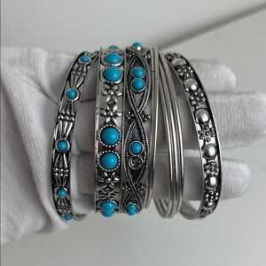 Forever 21 Silver and Blue Bracelet Set